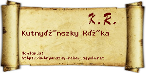 Kutnyánszky Réka névjegykártya